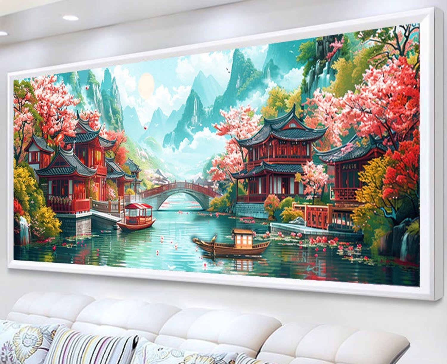 DIY kruissteekborduurpakket/Chinese stijl – De tijdloze charme van Jiangnan/gedrukt kruissteekpatroon borduurpakket (frame niet inbegrepen) 61*150CM