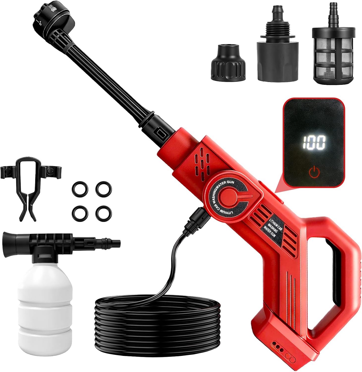 80 Bar, Voor Milwaukee 18V-Accu's (Zonder Accu), Borstelloze Motor, 6-In-1 Mondstuk, Nylon Behuizing, Debiet 6 L/Min, Voor Auto, Terras En Tuin