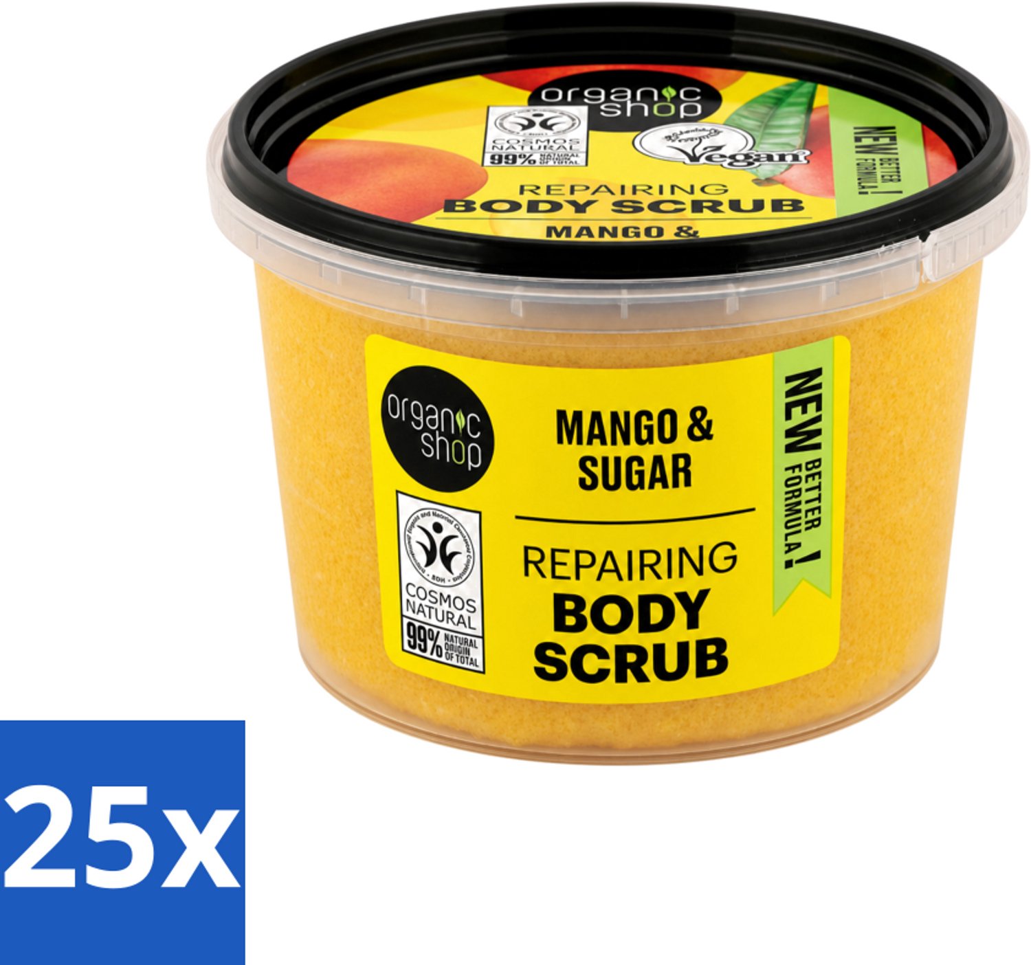 25 x Organic Shop - Organic Mango & Sugar Body Scrub - Peeling en Geur - 250 ml - Voordeelverpakking - 25 stuks