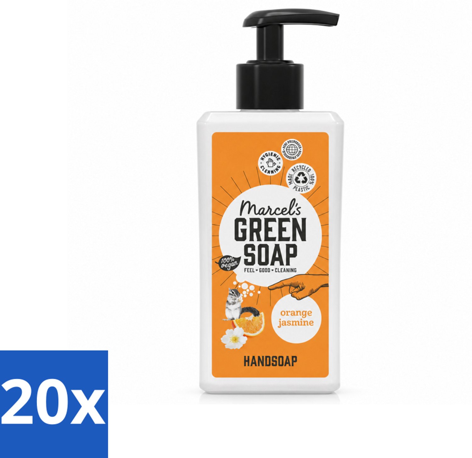 20 x Marcel's Green Soap - Handzeep - Sinaasappel & Jasmijn - Zachte verzorging - 250 ml - Voordeelverpakking - 20 stuks