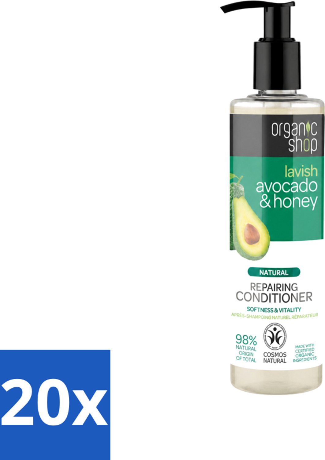 20 x Organic Shop - Natural Repairing Conditioner - Avocado & Honey - 280 ml - Voordeelverpakking - 20 stuks