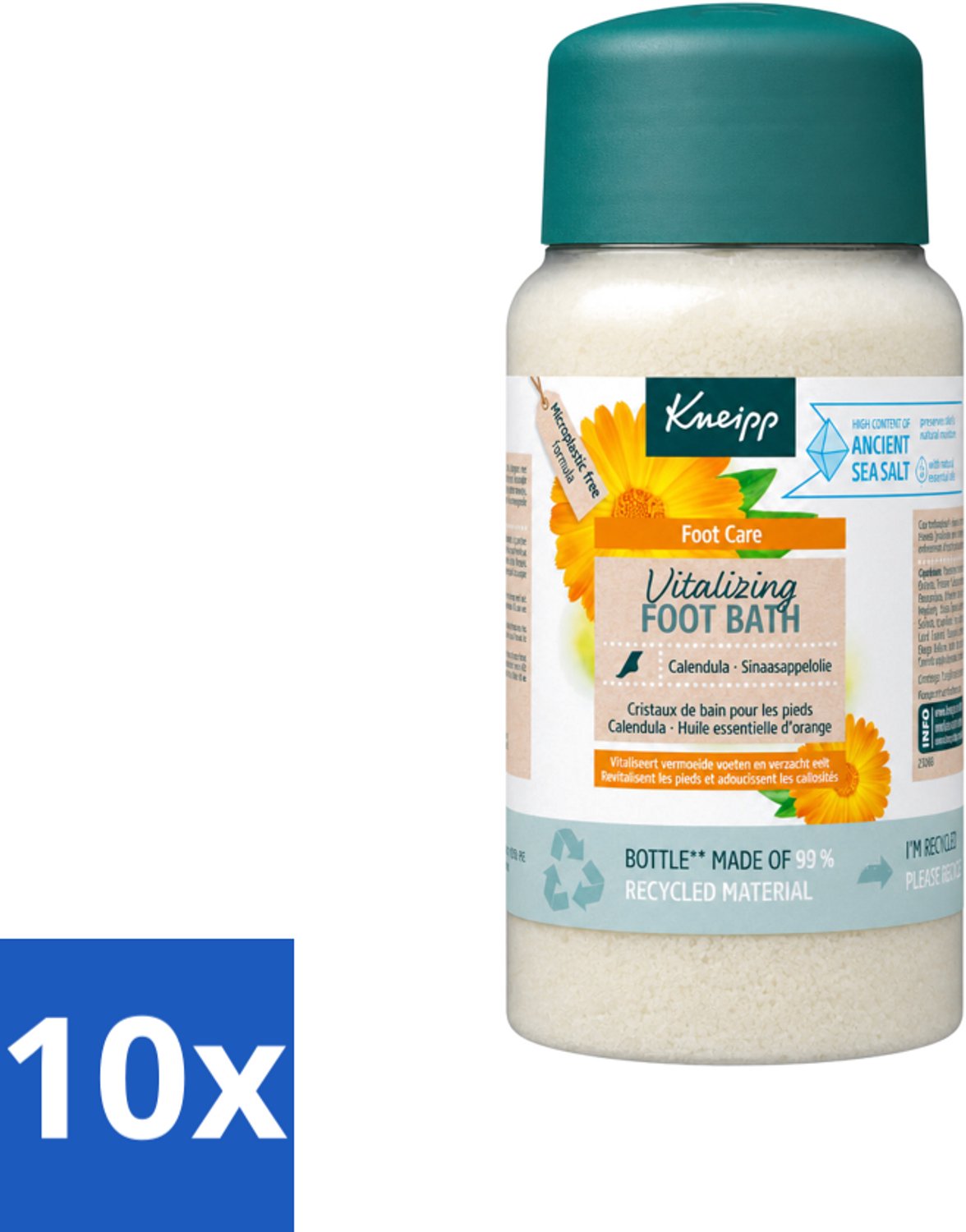 10 x Kneipp - Voetbadzout - Vitalizing - Citrusgeur - 600 g - Voordeelverpakking - 10 stuks