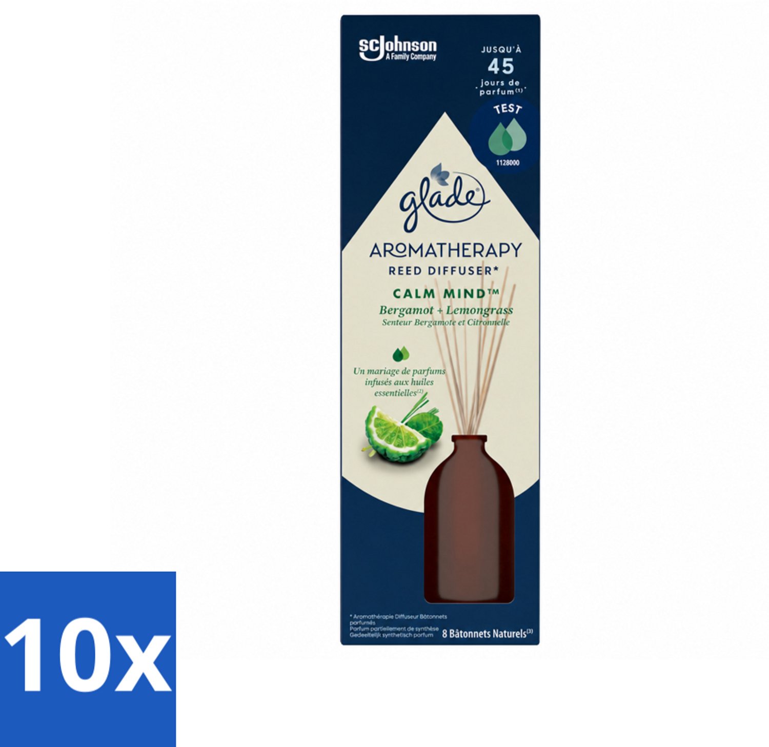 10 x Glade - Geurstokjes Calm Mind - Aromatherapie Geurverspreiding - 80 ml - Voordeelverpakking - 10 stuks