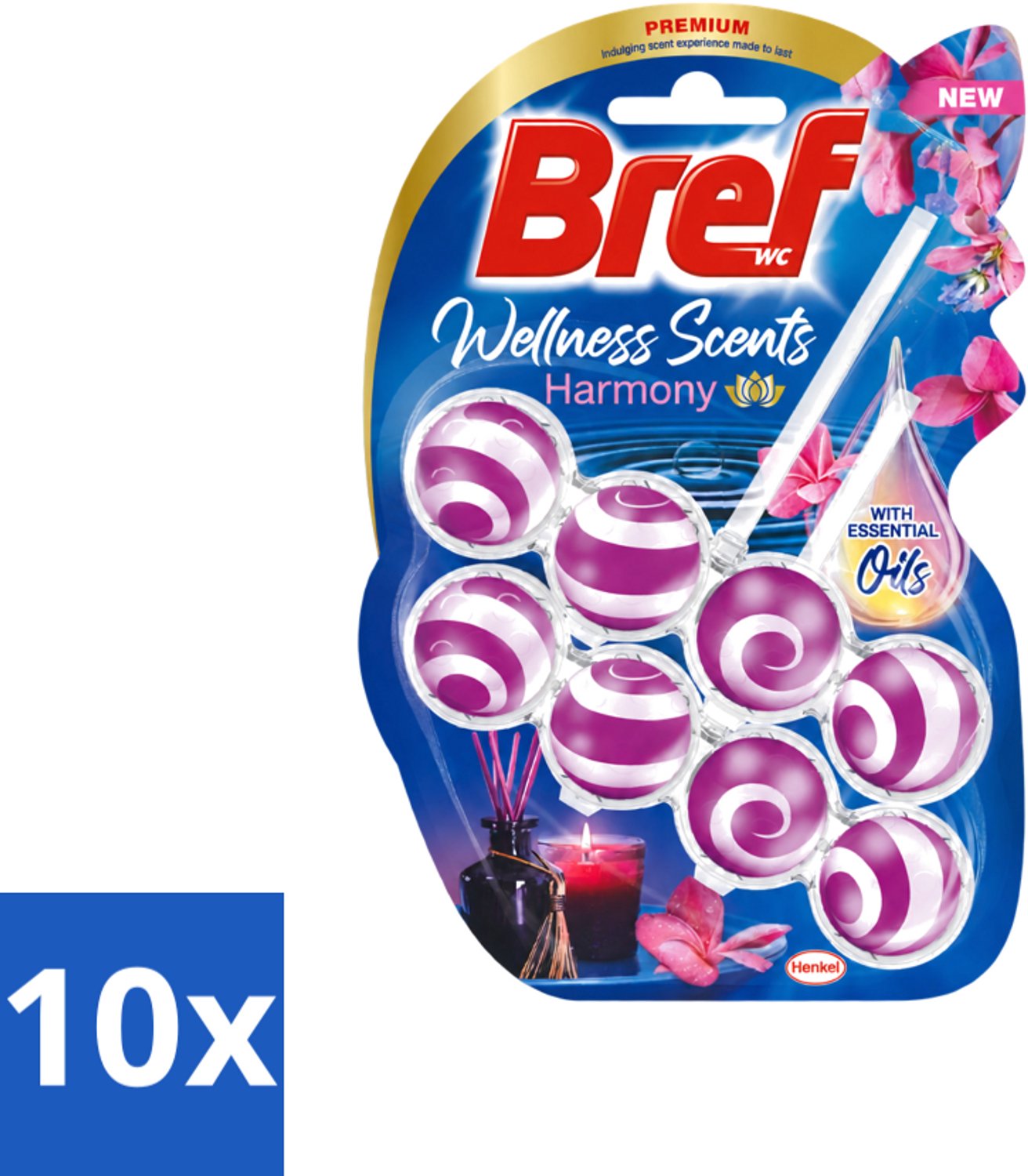 10 x Bref Wellness Scents Harmony - Toiletblok - Verzorgende Geur - 2 Toiletblokjes - Voordeelverpakking - 10 stuks