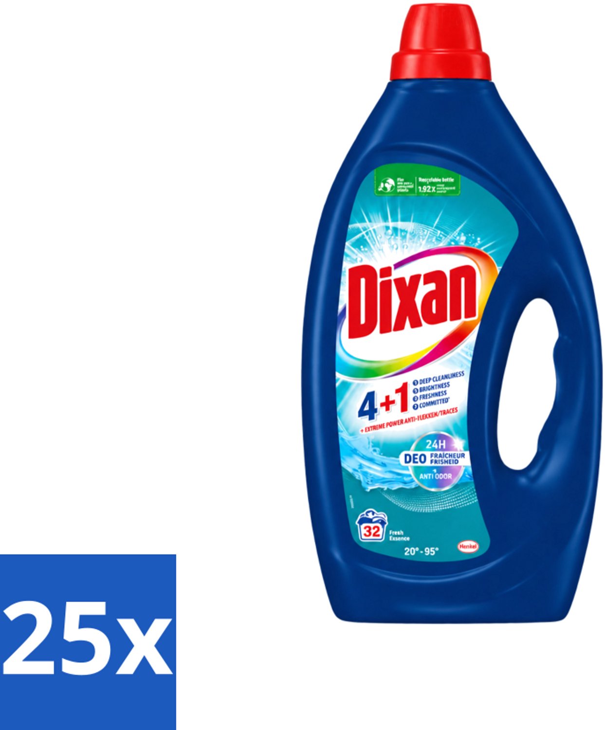 25 x Dixan - Vloeibaar wasmiddel - Fresh Blue - 32 wasbeurten - Voordeelverpakking - 25 stuks