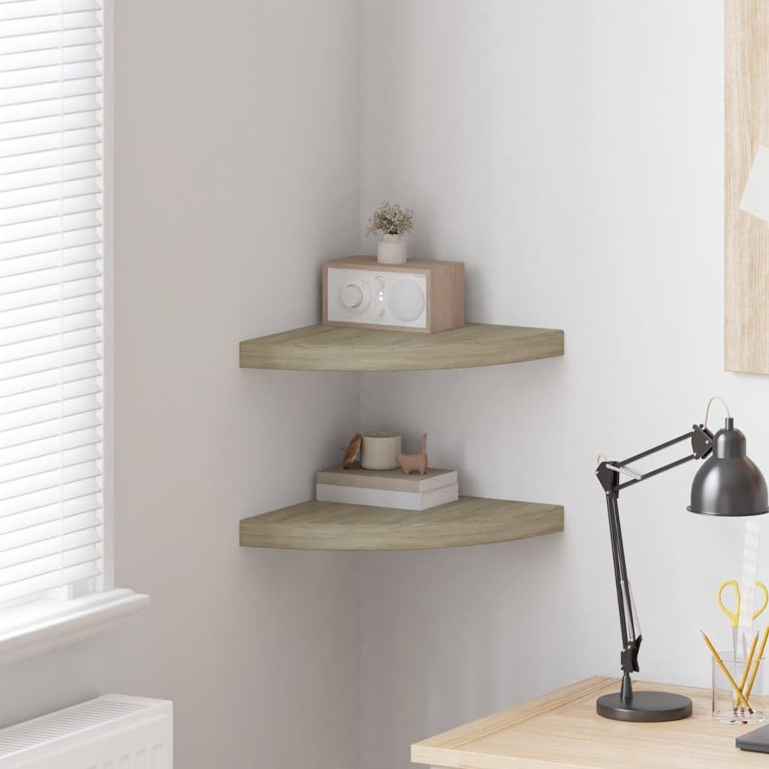 Zwevende planken 2 stuks eiken-look 35 x 35 x 3,8 cm MDF honingraatplaten wandset onzichtbare bevestiging