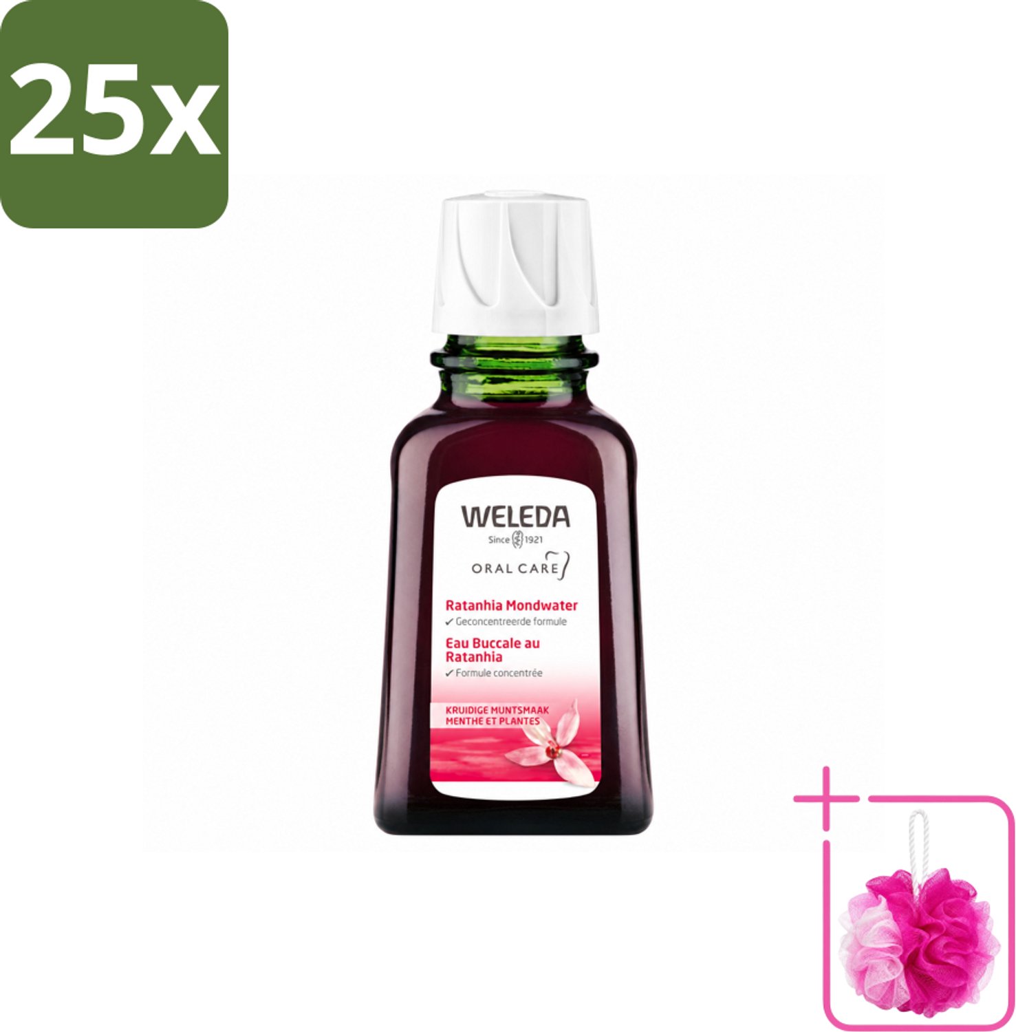 25 x WELEDA - Mondwater geconcentreerd - Ratanhia - 50 ml - Bulkverpakking - Mondwater - Douchemop - Tandvlees verzorging