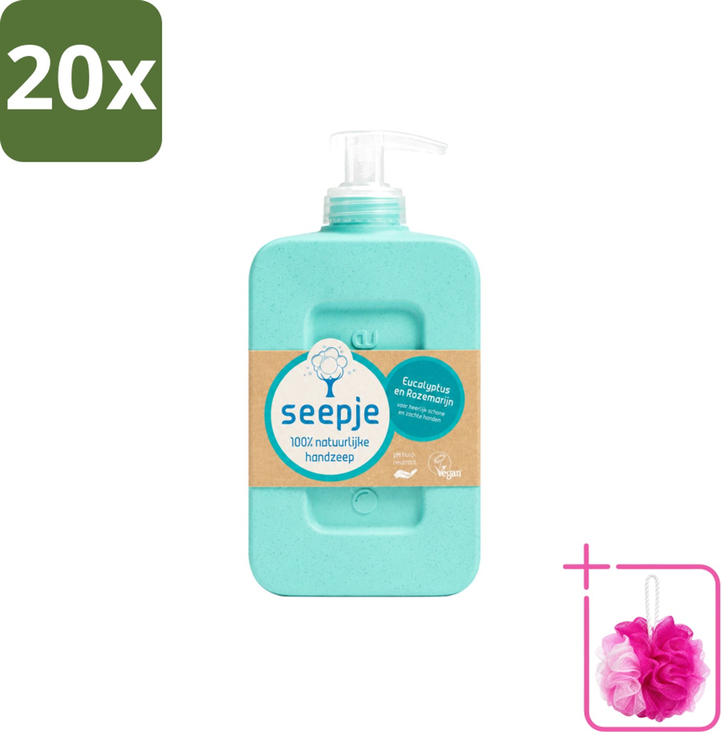 20 x Seepje - Handzeep - Eucalyptus met Rozemarijn - 300 ml - Antiseptische Geur - Bulkverpakking - Handzeep - Douchemop - Eucalyptus