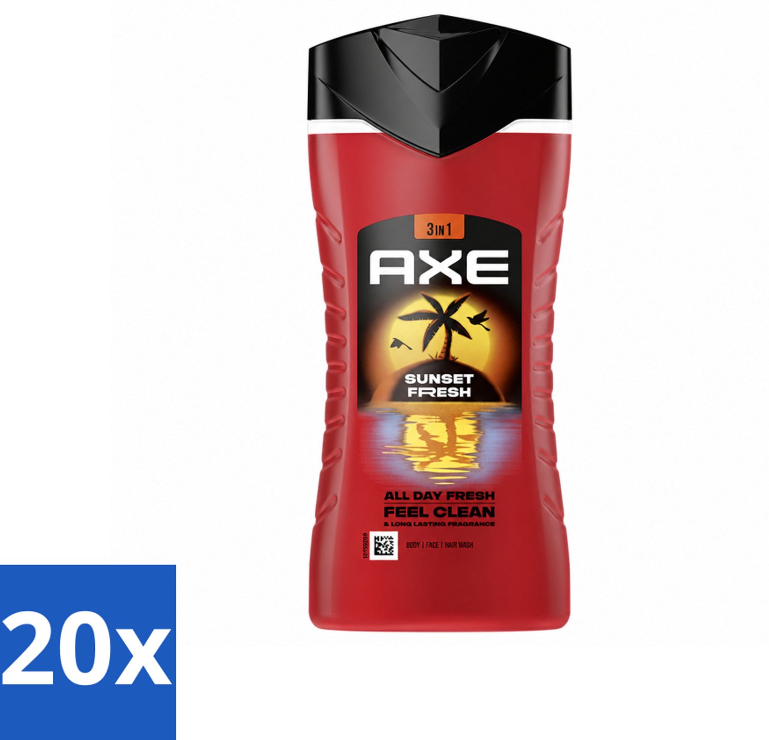 20 x Axe – Douchegel 3-in-1 – Sunset Fresh – 250 ml - Voordeelverpakking - 20 stuks