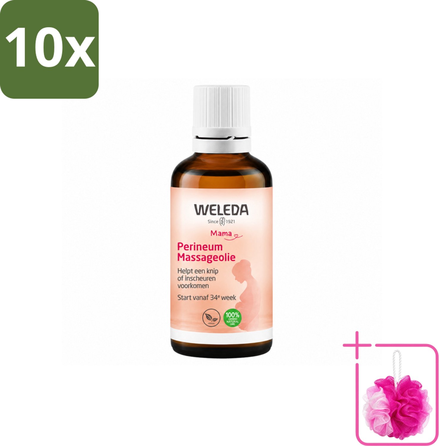 10 x WELEDA - Perineum massageolie - Mama & Baby - 50 ml - Bulkverpakking - Perineum massageolie - Douchemop - Zwangerschap