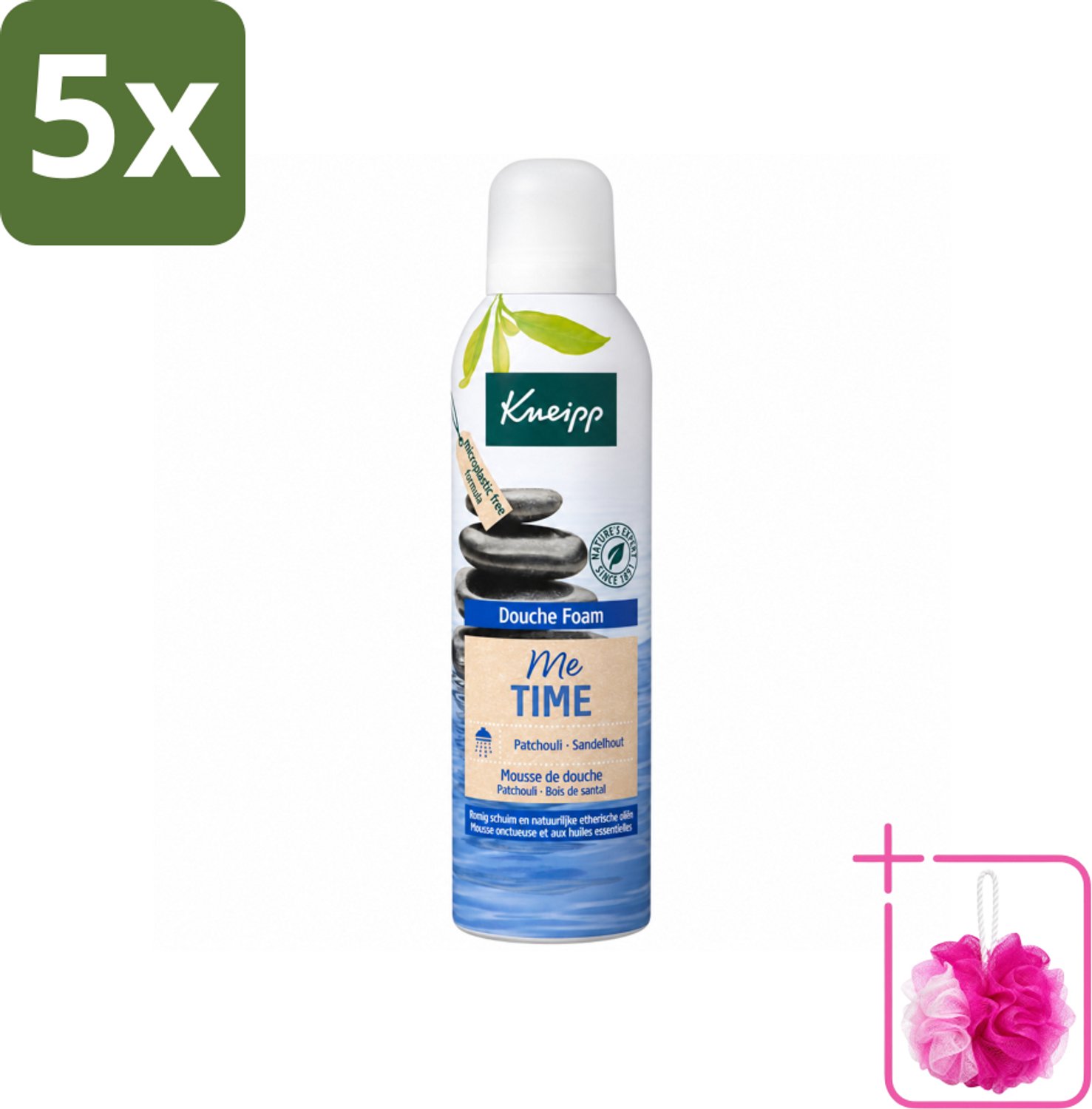 5 x Kneipp - Douche schuim - Me‑Time - Patchouli & Sandelhout - 200 ml - Bulkverpakking - Douche foam - Douchemop - Me-time