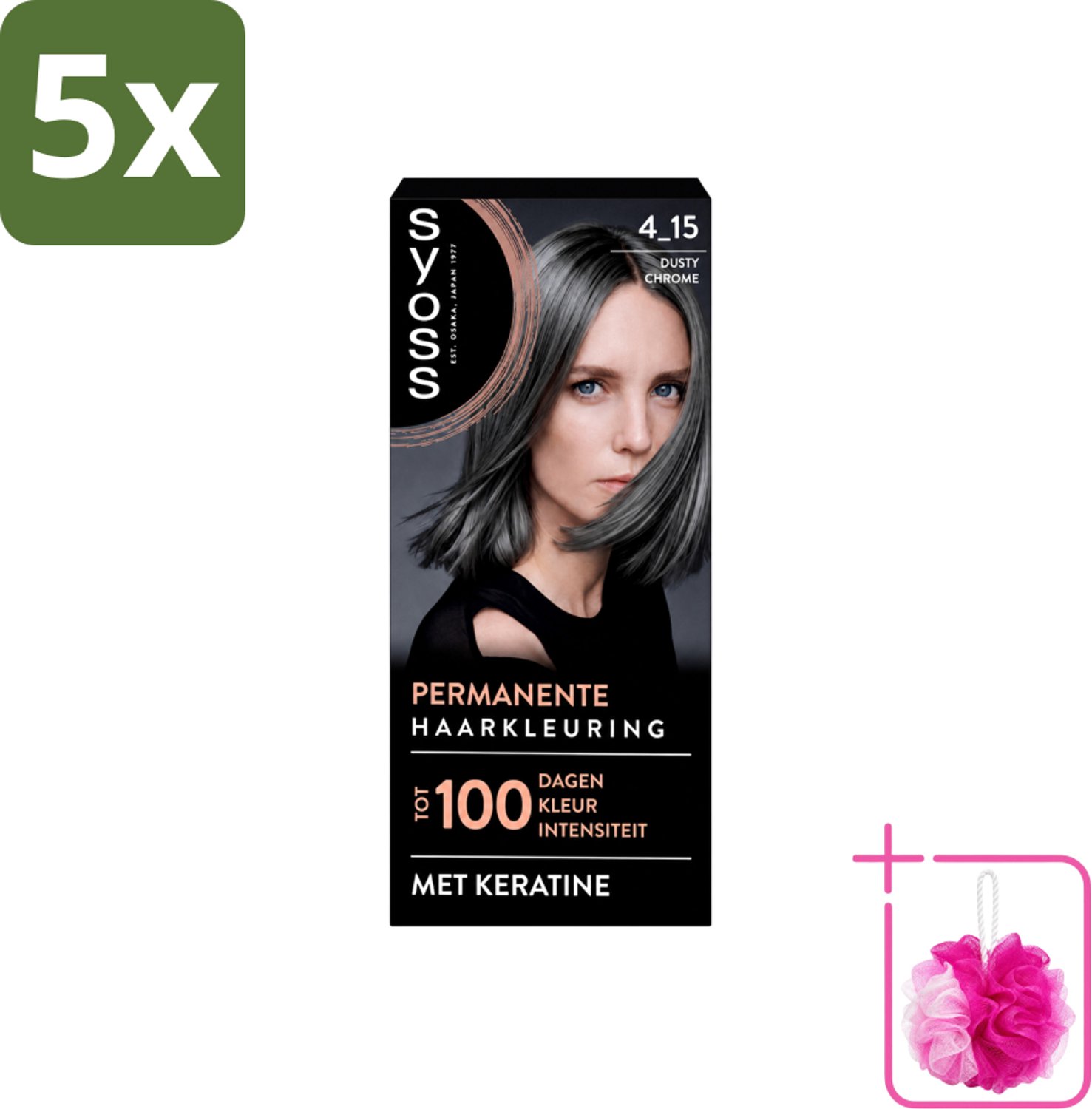 5 x SYOSS - Coloration 4-15 Dusty Chrome - Haarverf - Grijsdekking - Vermindert Haarbreuk - Bulkverpakking - Haarkleuring - Douchemop - Permanente haarkleuring