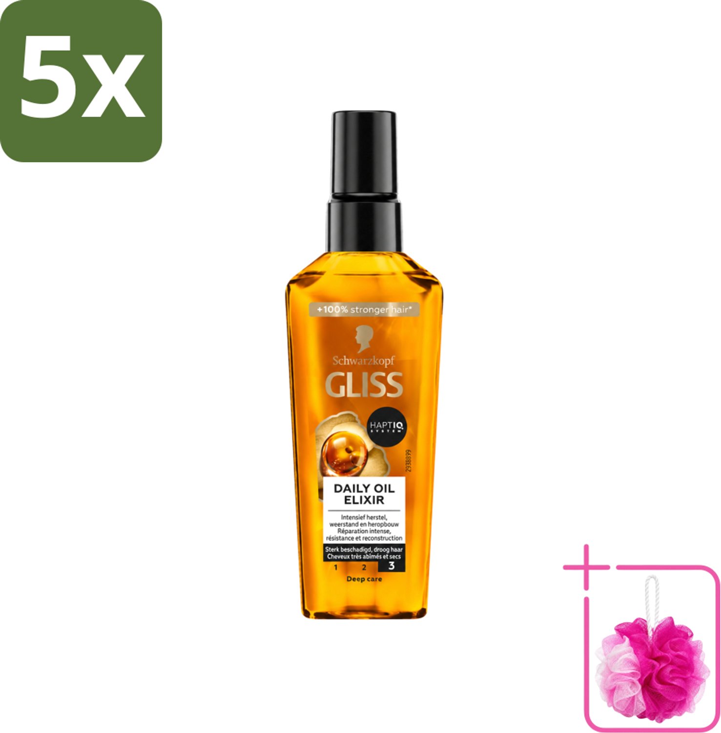 5 x Gliss - Hair Repair - Oil Elixer - Ultiem Haarherstel en Glans - Bulkverpakking - Haarherstel - Douchemop - Haarbescherming