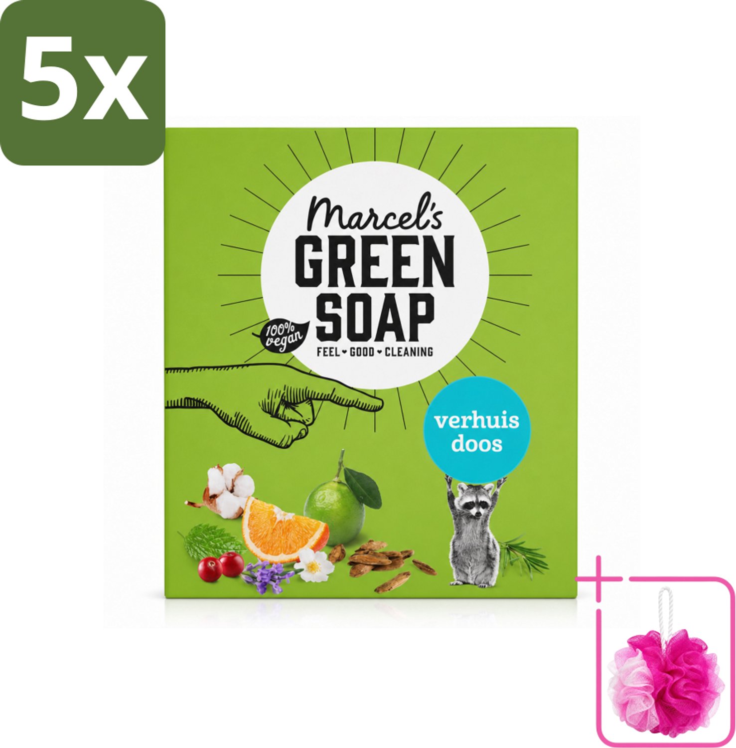 5 x Marcel's Green Soap - Verhuisdoos - Duurzaam Schoonmaken - Natuurlijke verzorging - 8 Zeepjes - Bulkverpakking - Verhuizing - Douchemop - Schoonmaken