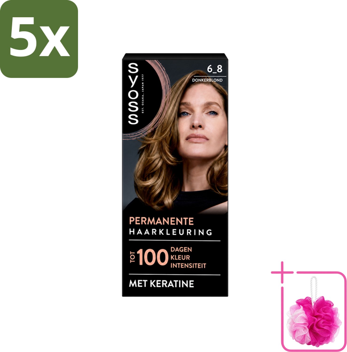 5 x SYOSS - Permanent Coloration 6-8 - Haarverf - Permanente Haarkleuring - Donkerblond - Grijsdekking - Bulkverpakking - Permanente haarkleuring - Douchemop - Donkerblond haar