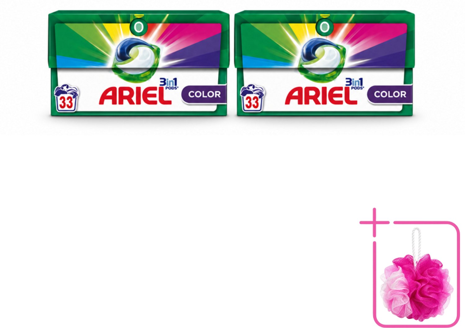 2 x Ariel - 3in1 Wasmiddel Pods - Color - 33 Pods - Bulkverpakking - Wasmiddel pod - Douchemop - Kleurbehoud
