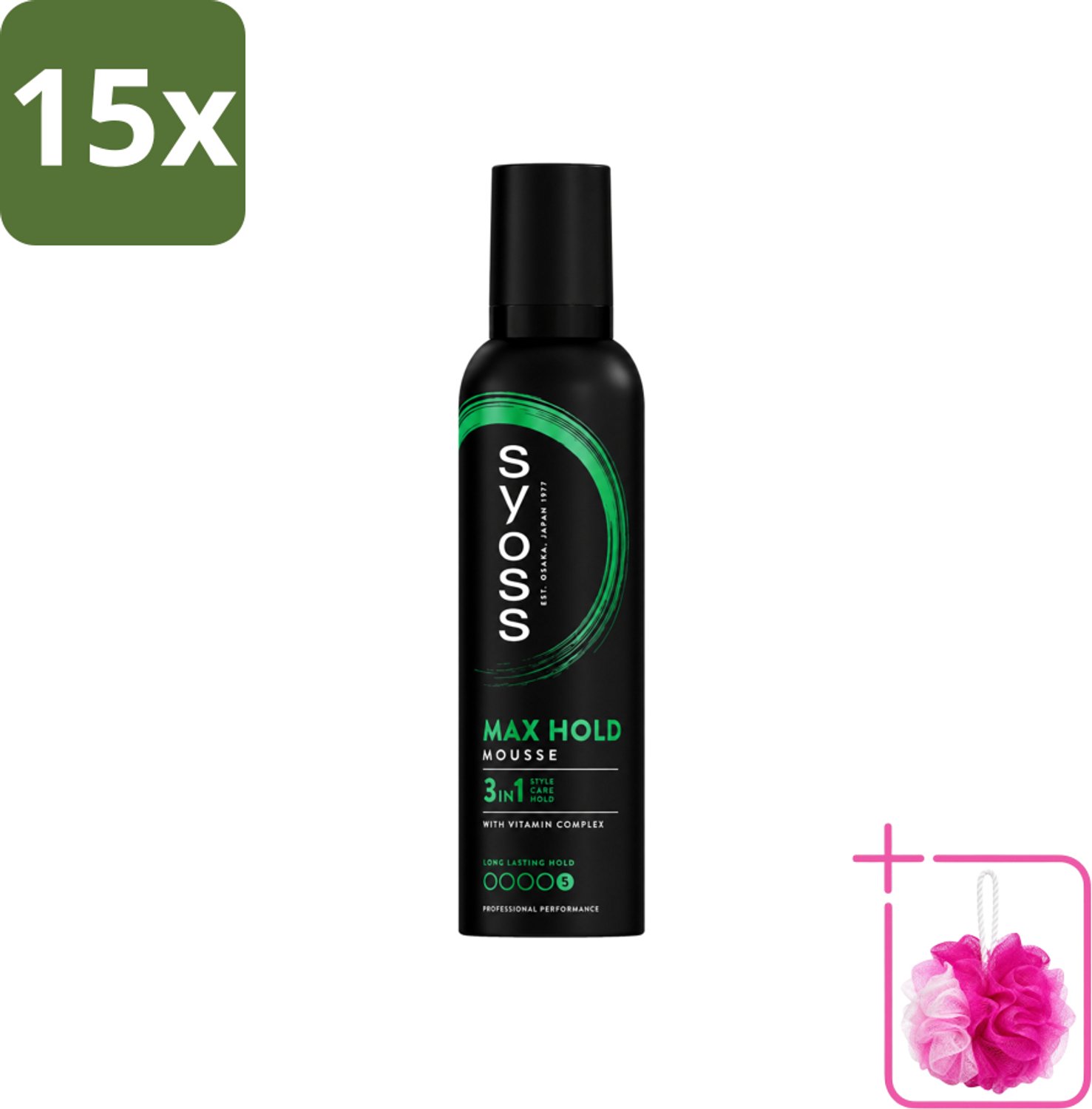 15 x Syoss - Max Hold - Haarmousse - Ultra Sterke Hold - 250 ml - Bulkverpakking - Haarmousse - Douchemop - Keratine