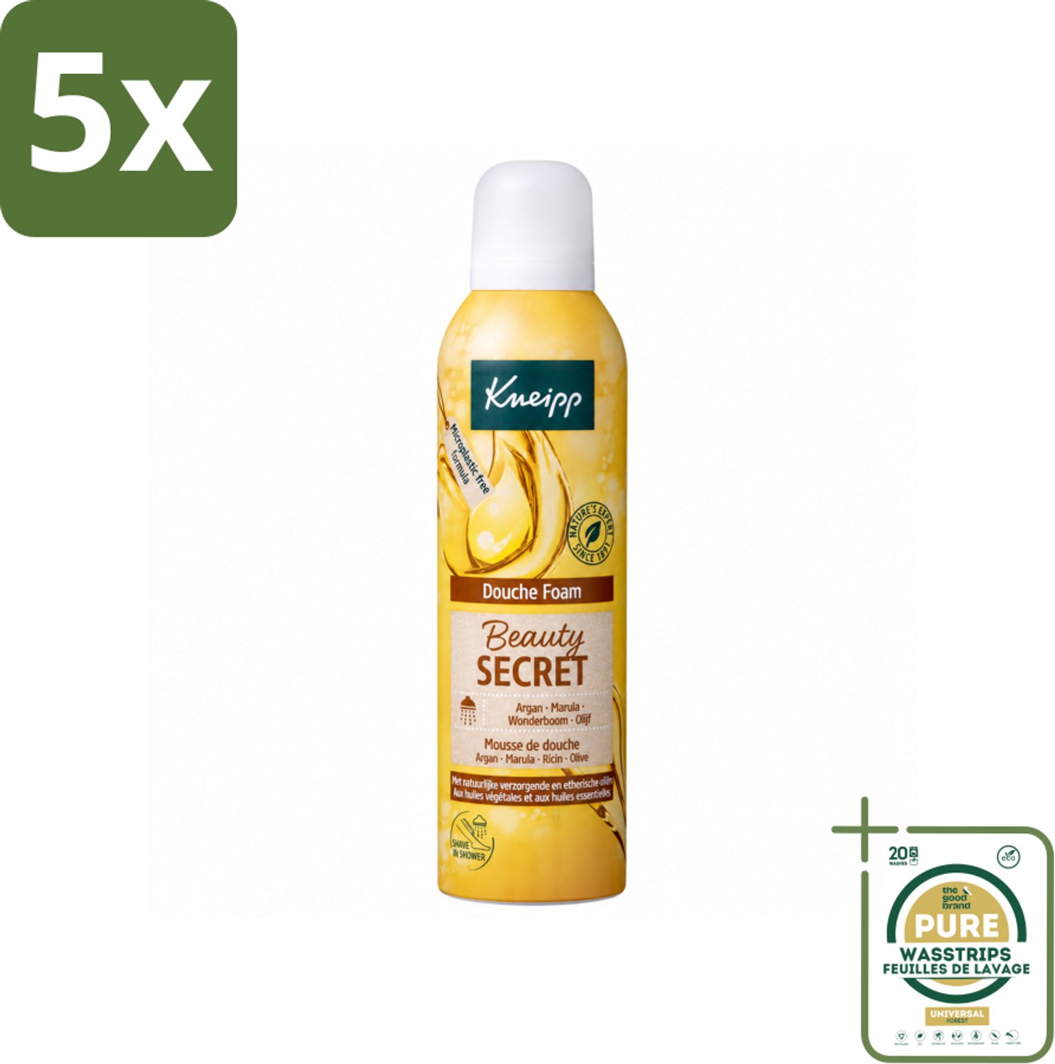 5 x Kneipp - Douche schuim - Beauty Secret - 200 ml - Wasstrips - Douche Schuim - Natuurlijke Oliën - Huid Verzorging - Luxe Geur - Schuim Voor De Douche