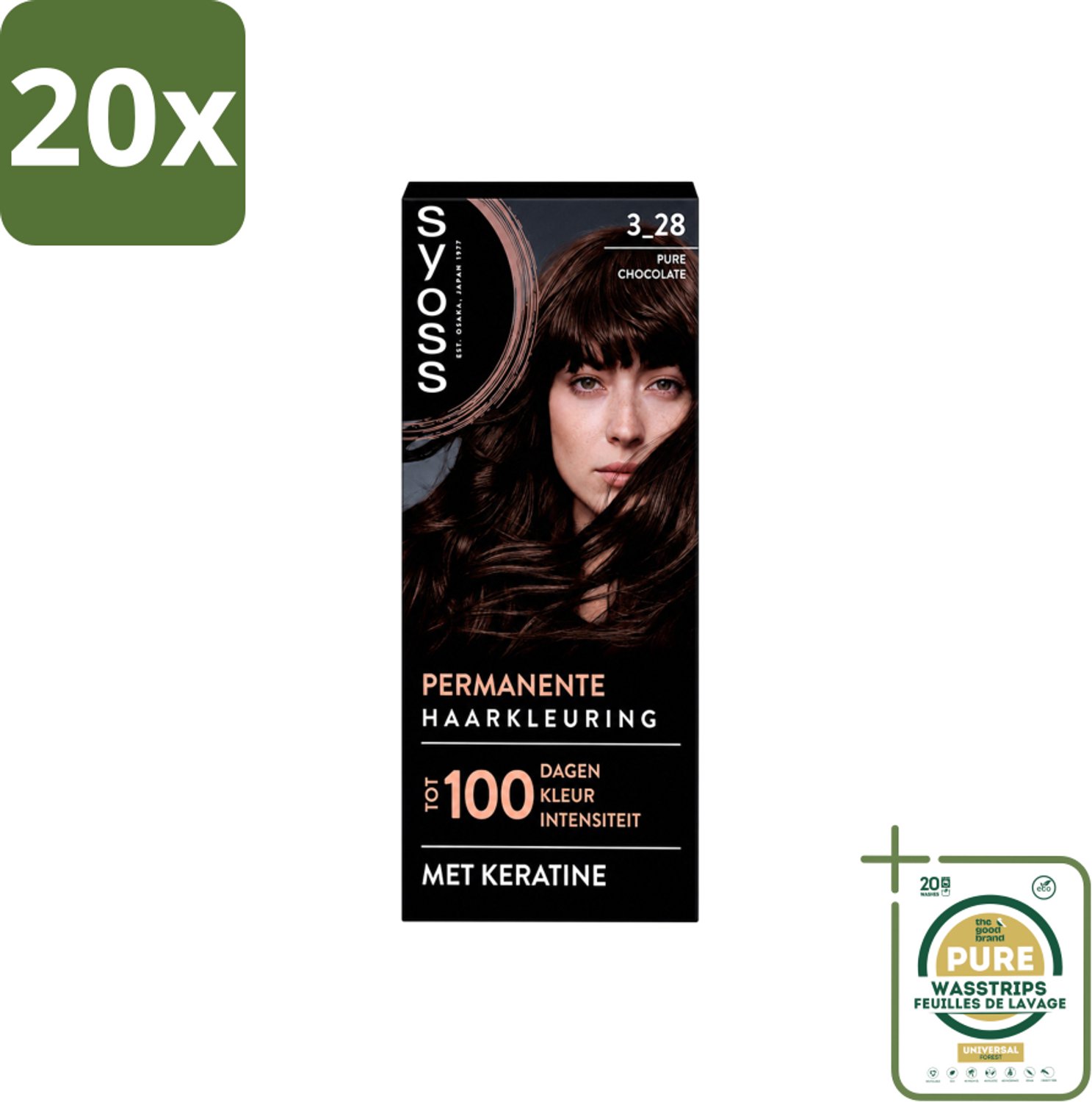 20 x SYOSS - Coloration 3-28 Pure Chocolade - Haarverf - Grijsdekking - Vermindert Haarbreuk - Wasstrips - Haarverf - Permanente Haarkleuring - Grijsdekking - Keratine - Langhoudende Kleur
