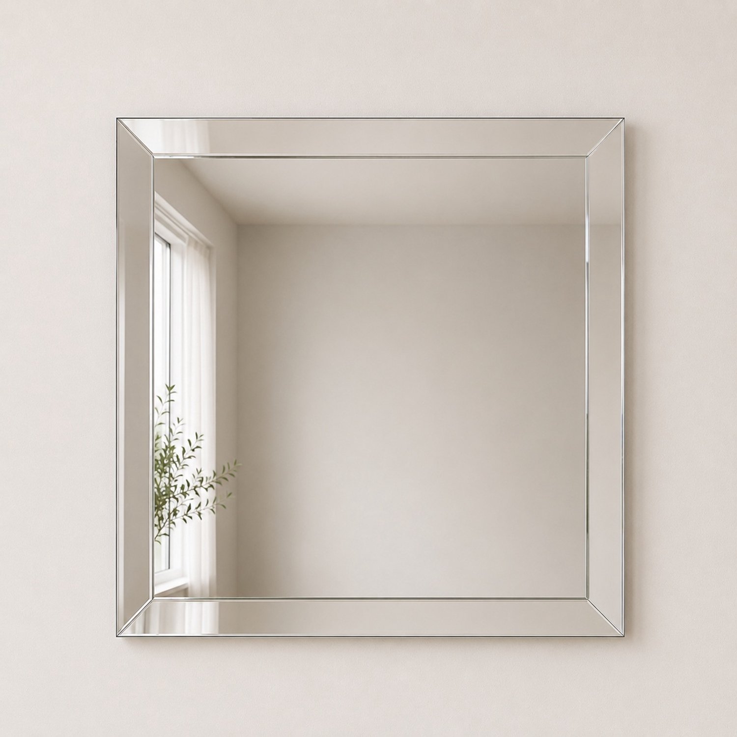 Vierkante spiegel - 600 x 600 mm - Spiegel verzilverd blank - Met facetrand - Met spiegellijm - In Nederland Geproduceerd - Top Kwaliteit Wandspiegel Zonder Lijst