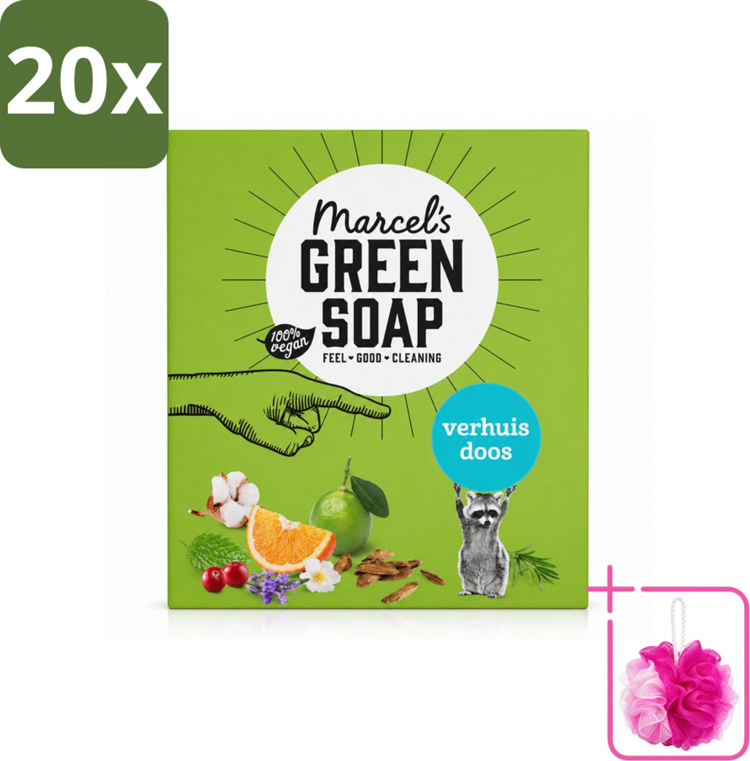 20 x Marcel's Green Soap - Verhuisdoos - Duurzaam Schoonmaken - Natuurlijke verzorging - 8 Zeepjes - Bulkverpakking - Verhuizing - Douchemop - Schoonmaken
