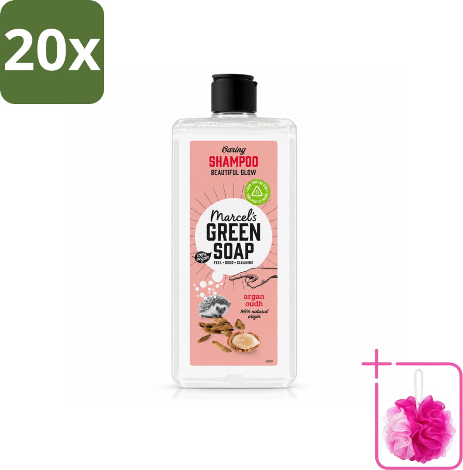 20 x Marcel's Green Soap - Shampoo - Argan & Oudh - Versterkt & verzorgt - 300 ml - Bulkverpakking - Haarverzorging - Douchemop - Natuurlijke shampoo