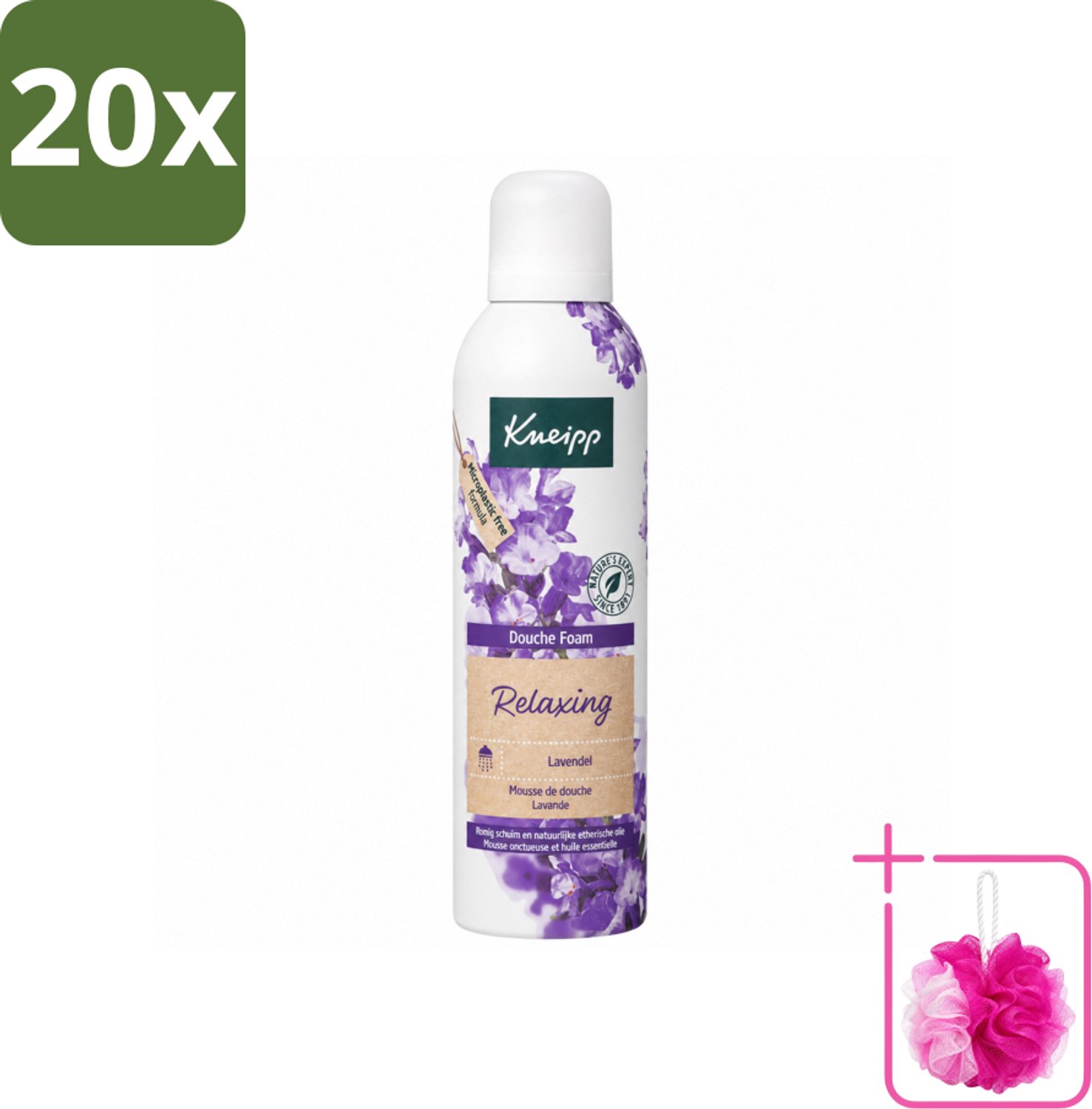 20 x Kneipp - Douche schuim - Relaxing - Lavendel - 200 ml - Bulkverpakking - Douche schuim - Douchemop - Ontspanning