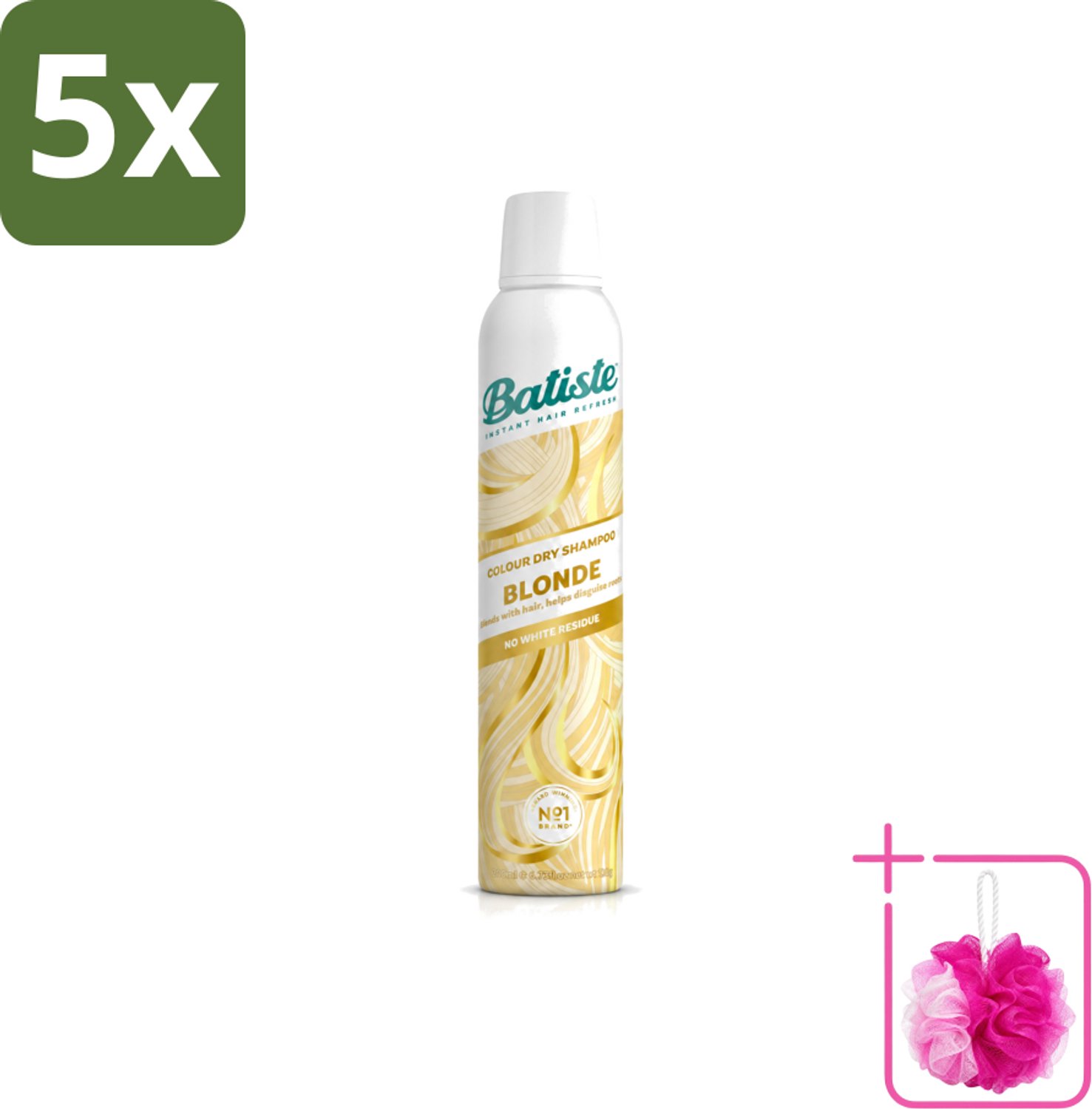 5 x Batiste - Hint of Colour Light Blond - Droogshampoo - Verfrist en Verlevendigt Lichtblond Haar - 200ml - Bulkverpakking - Lichtblond haar - Douchemop - Droogshampoo