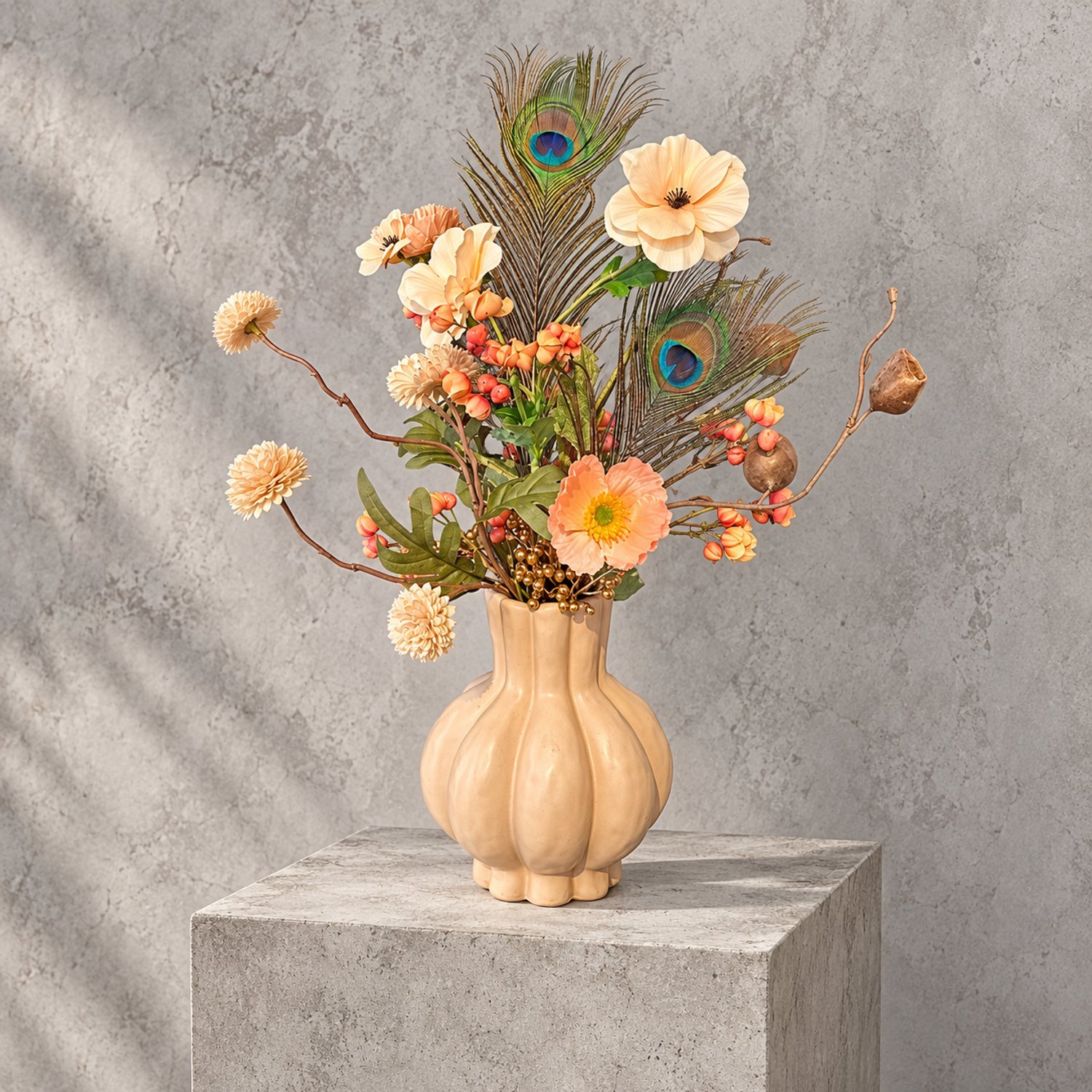 Kunstboeket Nude Elegance Small - Kunstbloemen met Vaas - 40 cm -