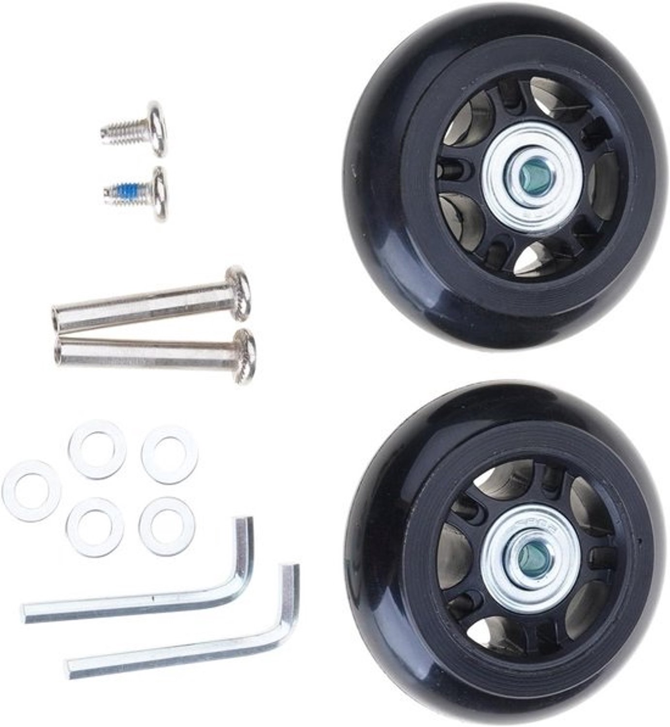 Bagagewielen - Set kofferwielen - Kofferwielen vervangen - Stille werking - 43 x 18 mm - Zwart