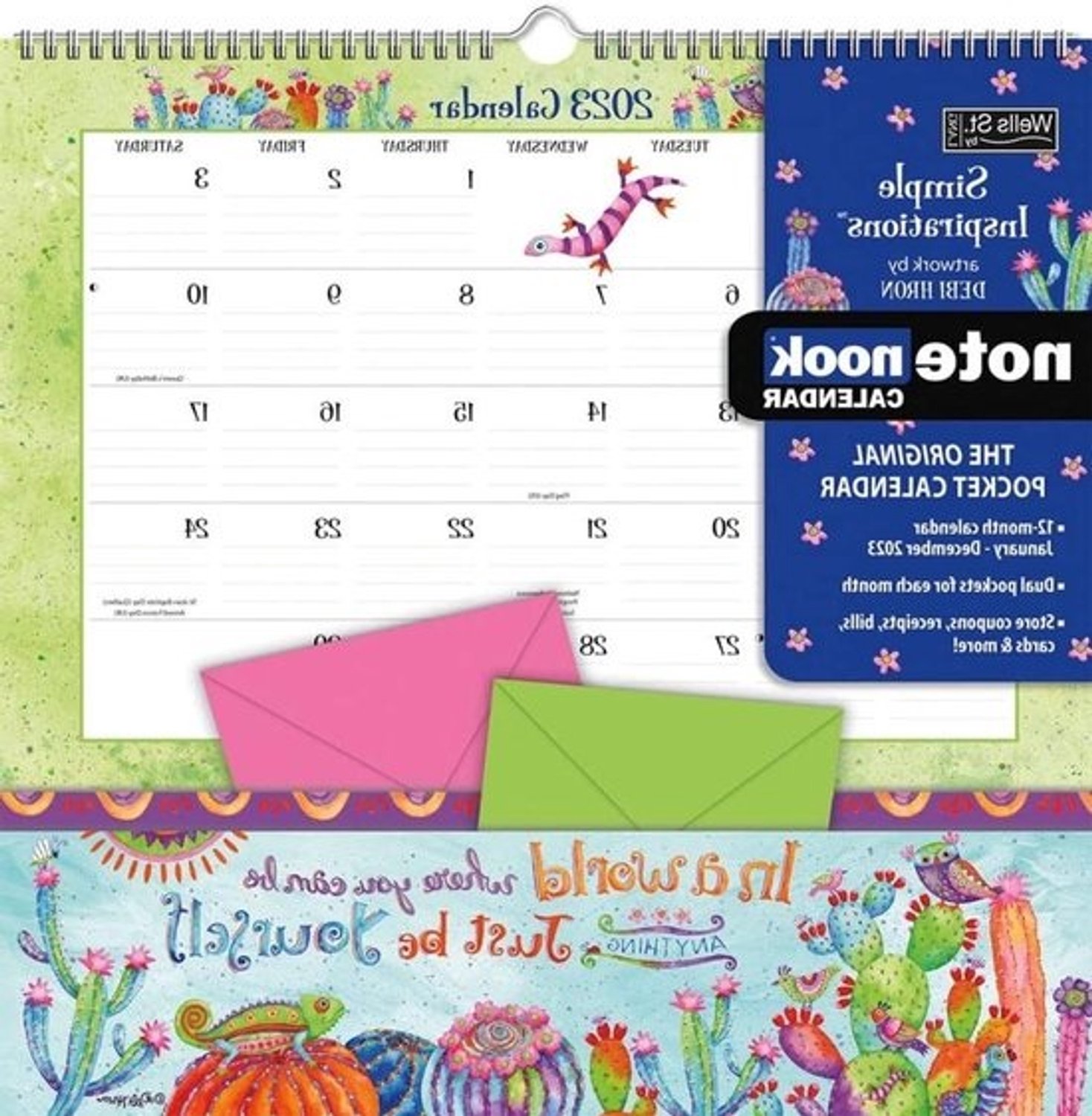 Papieren kalender - Notitie Nook - Jaarplanning - Twee vakken per maand - 30x30 cm - Multicolor
