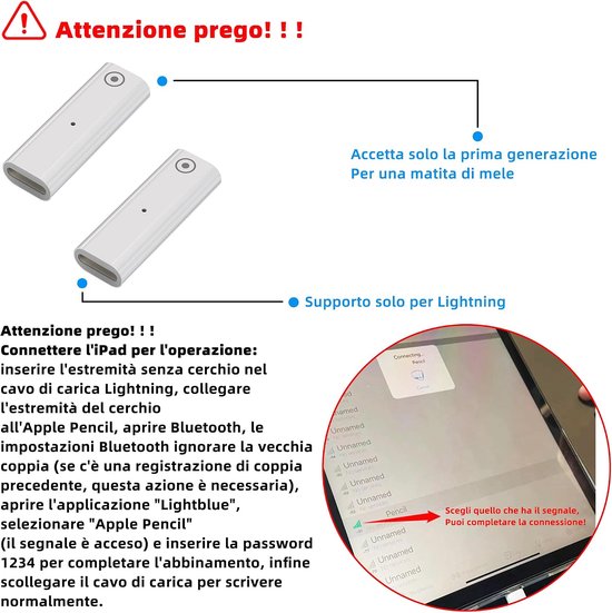 Lightning naar Lightning (2 Pack) voor Apple Pencil 1e Generación iPad Pro Pen Cargador de Repuesto Adapter voor carga Conector Accesorios voor Apple Pencil 1e Generación Dongle de Repuesto — afbeelding 2