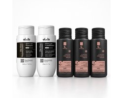 Honma Coffee Premium Keratin 3-Stappen Behandeling + Sweet Professional Home Care Set – Professionele Keratinebehandeling, Intensief Herstel, Glans & Langdurige Gladheid – 5 Delig