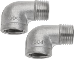 90 Graden BSP Schroef Elleboog Connector 304 RVS - 2 Stuks