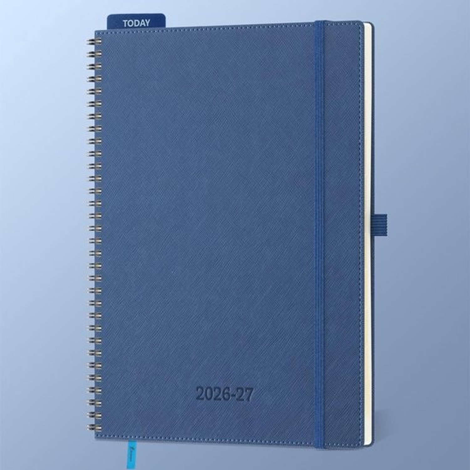 SnelShoppen - IN-LUXPRO Agenda 2026 2027 A4 weekplanner en notitieboek - Horizontale planner 18 maanden - Donkerblauw PU-leer met spiraal - 29 x 21,5 cm