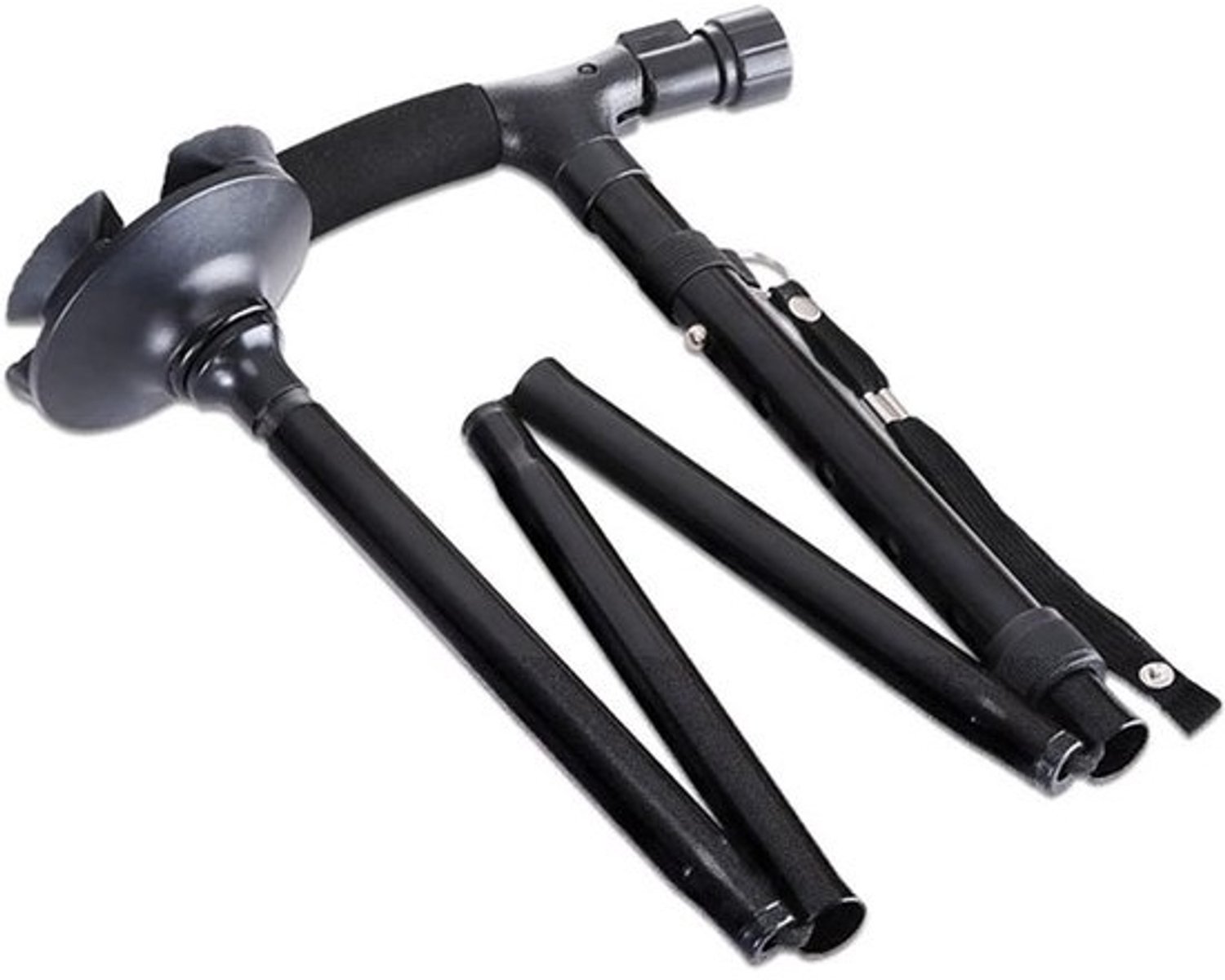 Lichtgewicht wandelstok - Opvouwbare steunstok - Ondersteuning bij lopen - Ergonomisch handvat - Verstelbaar 85-96cm - Zwart