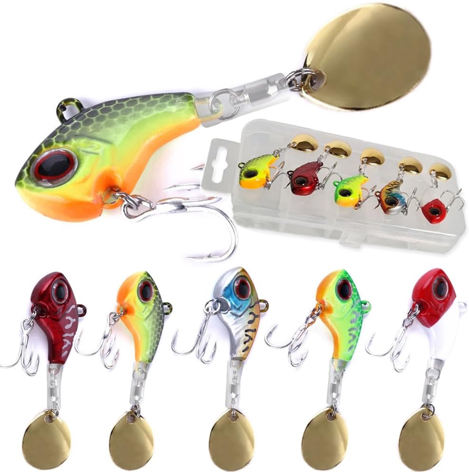 Jig Spinner Set met Box - 5 Stuks - Zoutwater & Zoetwater Vissen