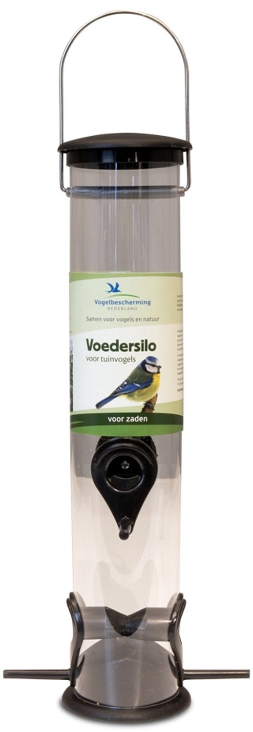 Voedersilo met 4 openingen - zwart (Vogelbescherming Nederland)