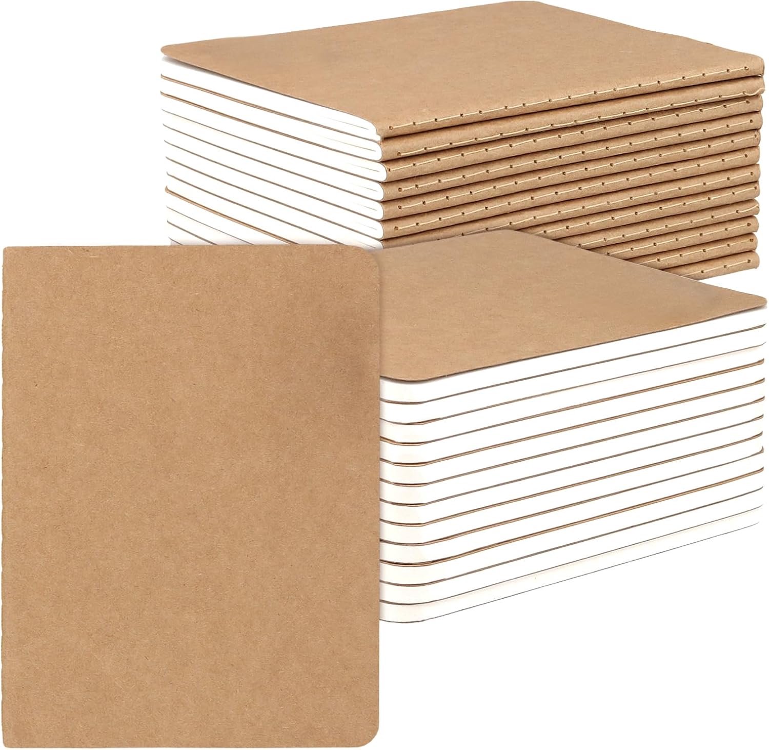 24 stuks notitieboek, A6, blanco, blanco notitieboek, A6, 44 vellen, klein notitieboek met krafcover, schetsblok voor tekenen, schrijven en schilderen, 10 x 14 cm