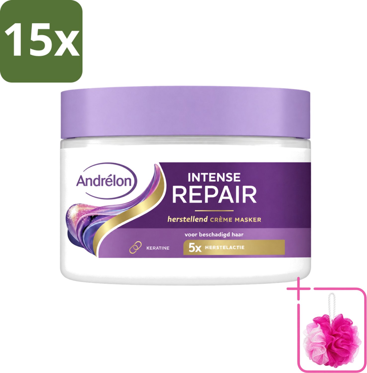 15 x Andrélon – Crème Haarmasker – Intense Repair – 300 ml - Bulkverpakking - Haarkracht - Douchemop - Haarherstel