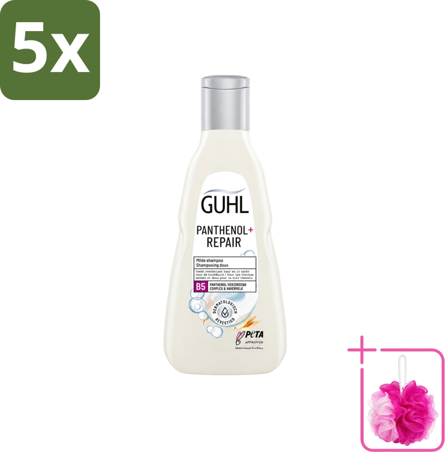 5 x Guhl – Shampoo – Panthenol+ Repair – 250 ml - Bulkverpakking - Hydratatie haar - Douchemop - Herstel shampoo