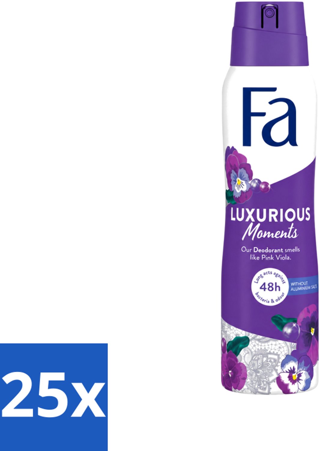 25 x Fa - Luxurious Moments - Deodorant Spray - Roze Viooltjes - 150 ml - Voordeelverpakking - 25 stuks