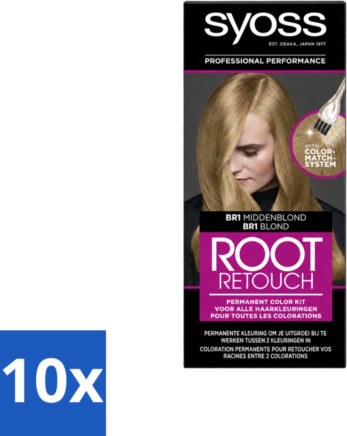10 x Syoss - Haarverf - Root Touch-up - BR1 Middenblond - 1 Haarkleuring - Voordeelverpakking - 10 stuks