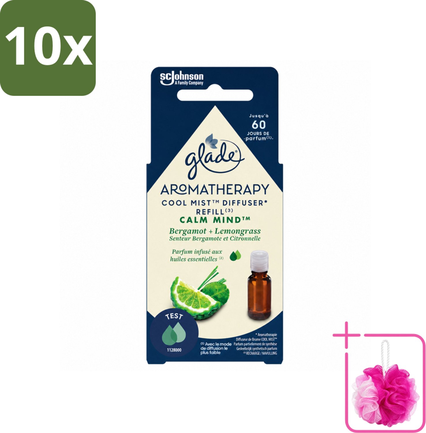 10 x Glade – Aromatherapy Mist Diffuser Navulling – Calm Mind – 17,4 ml - Bulkverpakking - Aromatherapie - Douchemop - Ontspanning