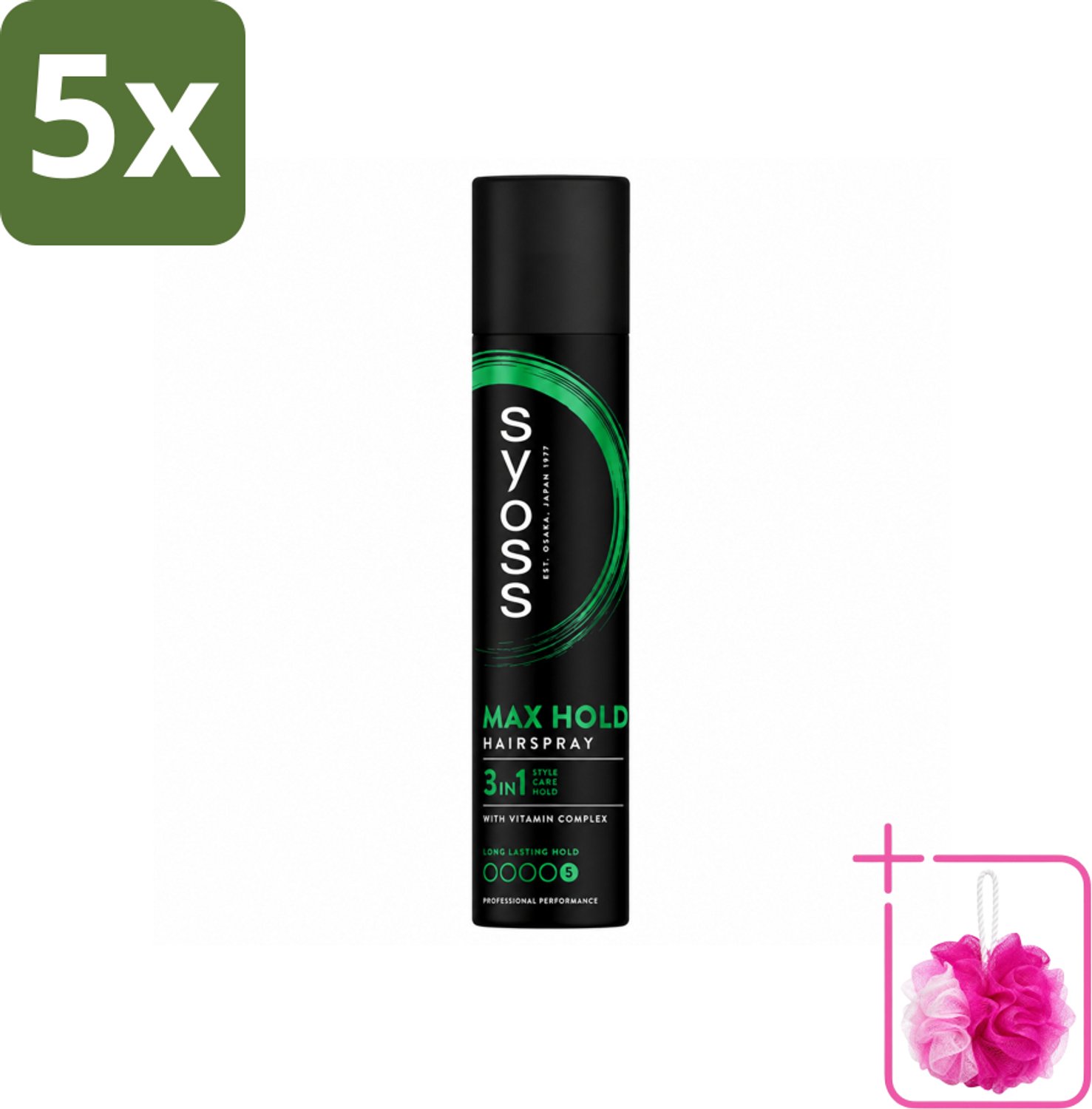 5 x Syoss - Max Hold - Haarspray - 300 ml - Bulkverpakking - Haarspray - Douchemop - Fixatie