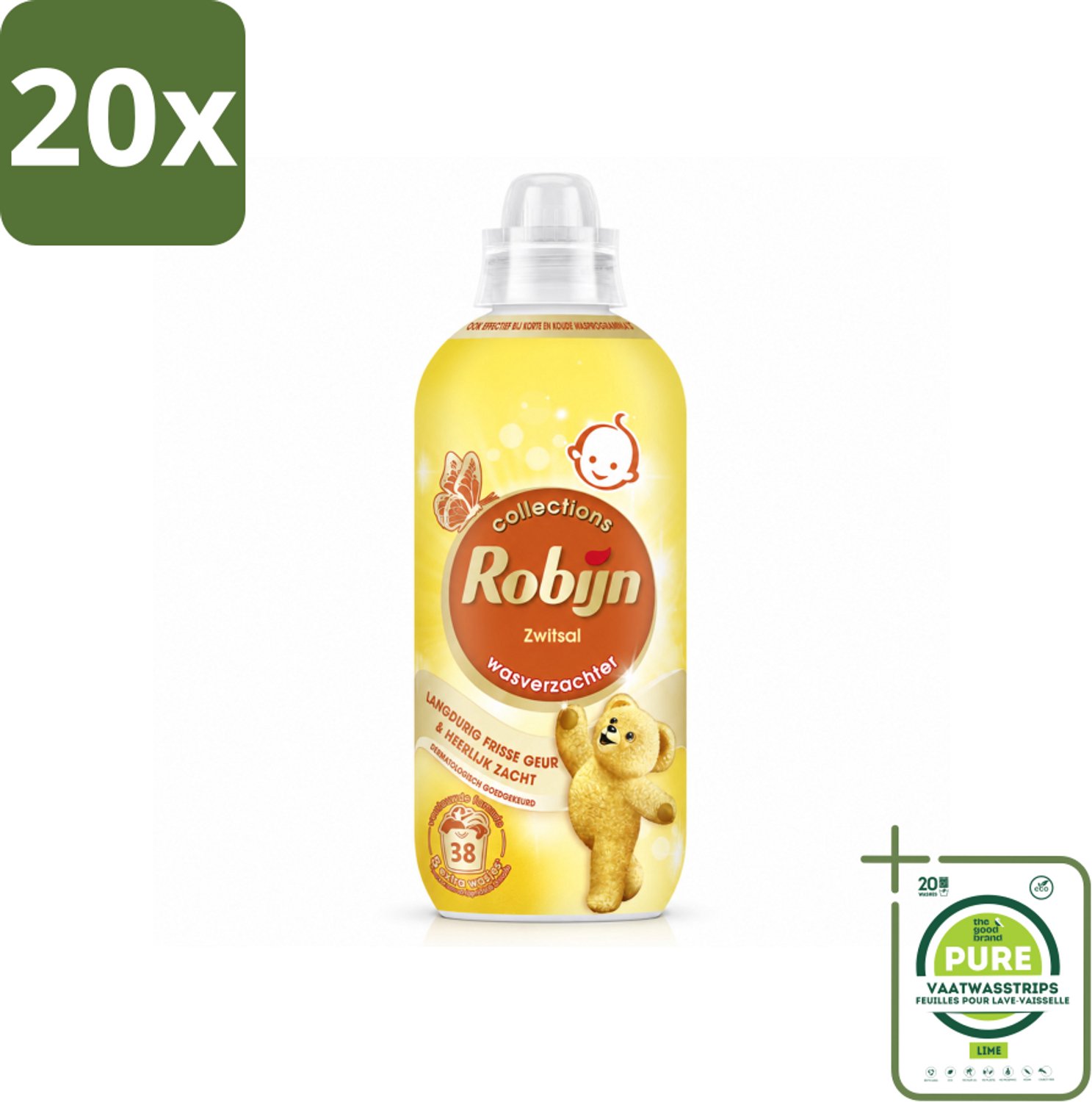 20 x Robijn – Wasverzachter – Zwitsalgeur – 765 ml - Grootverpakking - Vaatwasstrips - Wasverzachter - Babygeur - Zachte Was - Wasverzachter Bakje - Huidvriendelijk