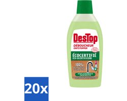 20 x DesTop - Onderhoud & Ontstop Leidingen - Biologische Ontstopper - Natuurlijke Ingrediënten - Eucalyptusgeur - 500 ml - Voordeelverpakking - 20 stuks