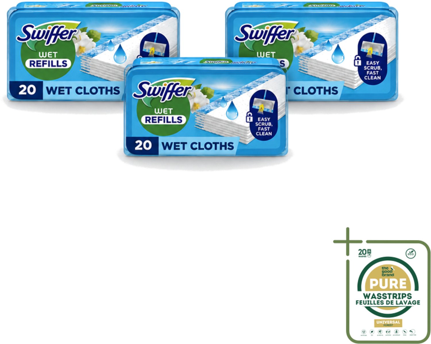 3 x Swiffer - Vloerdoekjes – Morning Fresh – 20 doekjes - Wasstrips - Vloerdoekjes - Schoonmaken - Vloerwissen - Vuil Oplossen - Schrobdoek