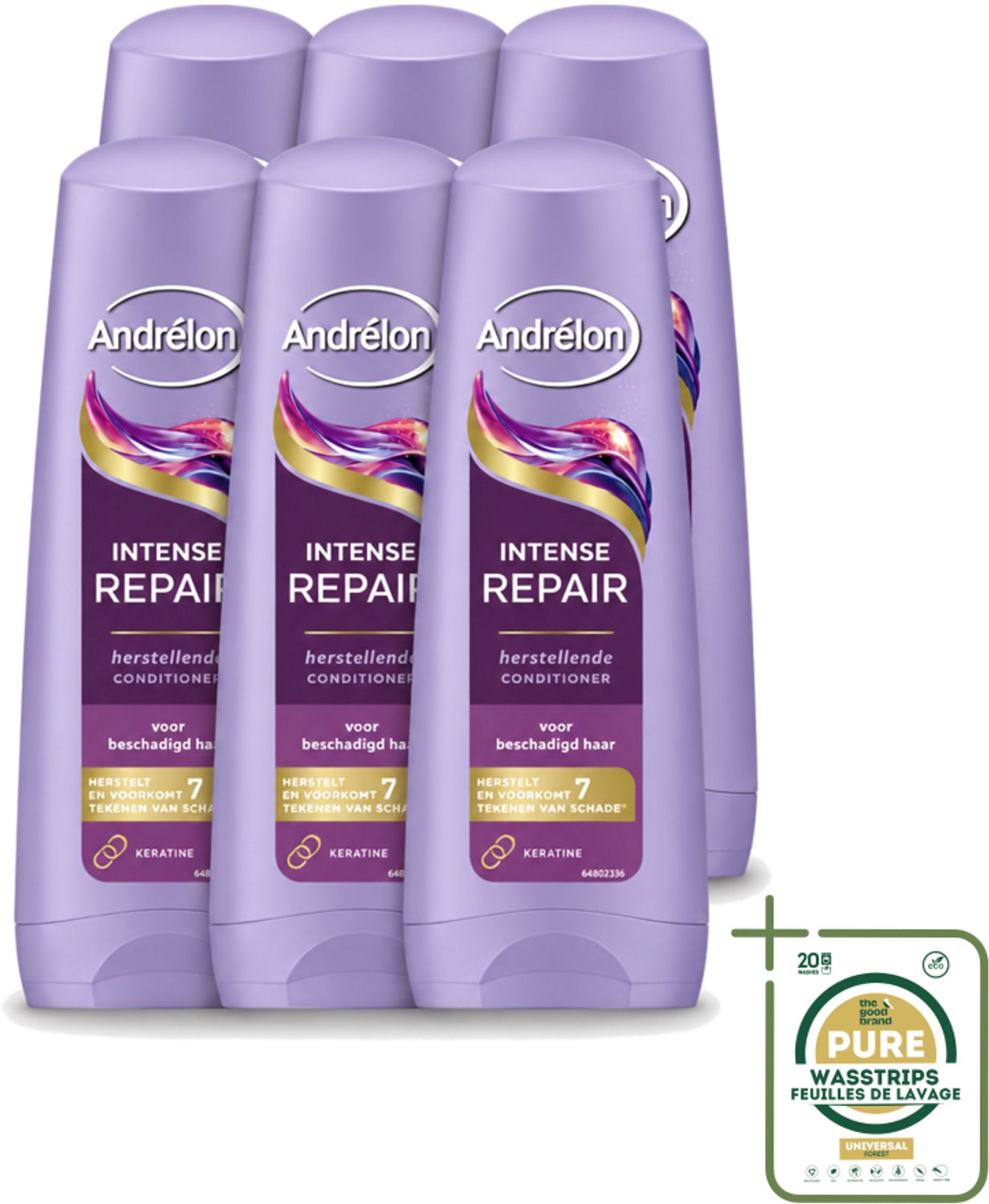 6 x Andrélon – Conditioner – Intense Repair – 200 ml - Wasstrips - Haar Herstellen - Beschadigd Haar - Keratine - Haar Bescherming - Haar Herstel