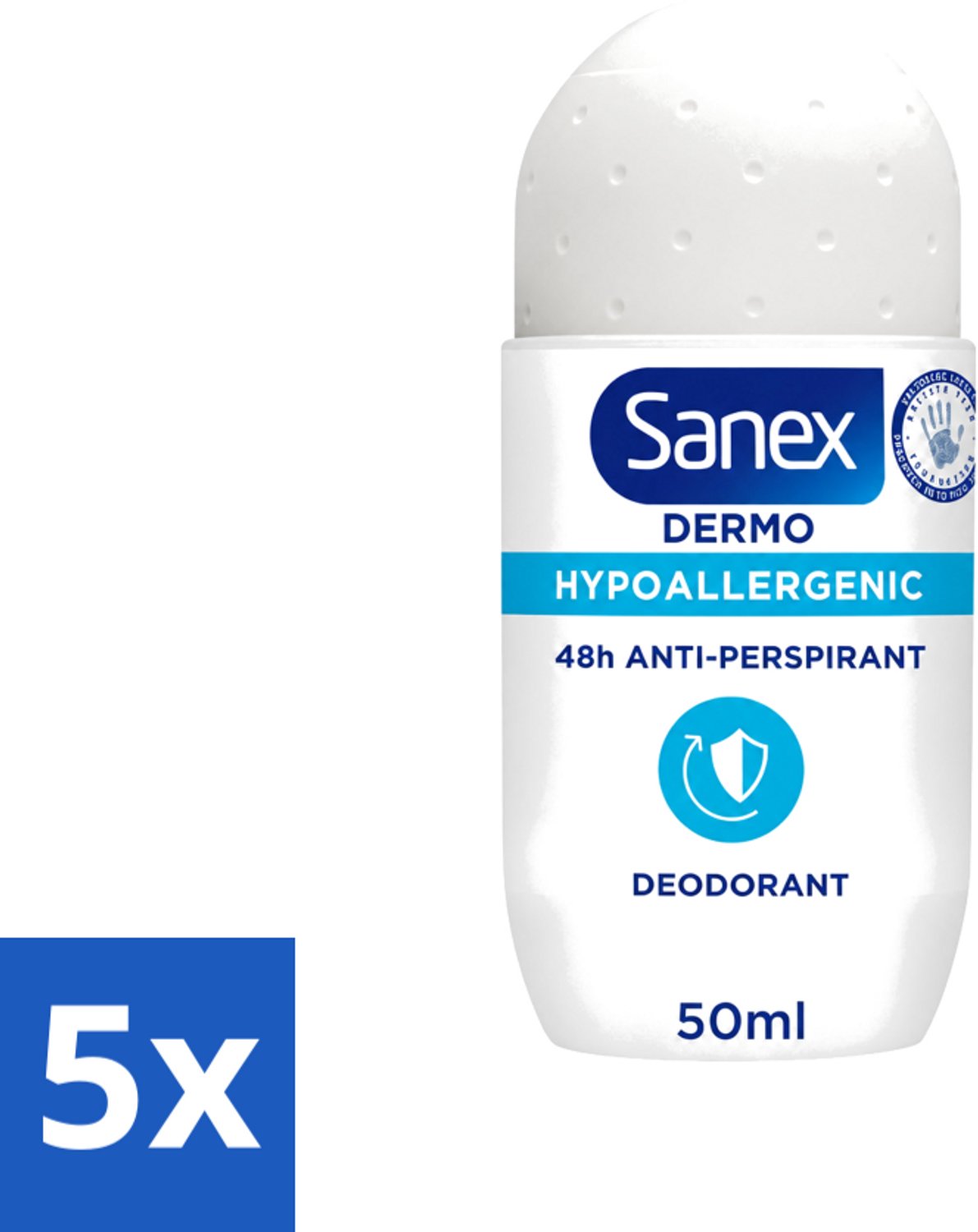 5 x Sanex Dermo - Deodorant Roller - Hypoallergeen - 48h Anti-Transpirant - 50 ml - Voordeelverpakking - 5 stuks